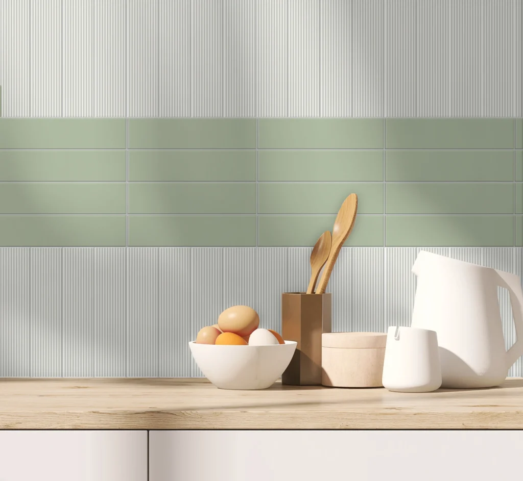 Glenbrook - White Stripe & Green Tiles